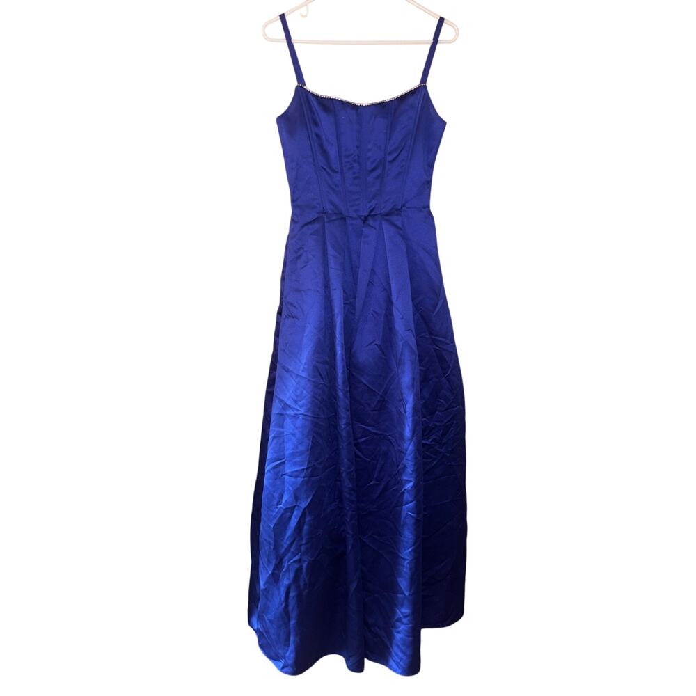 Jessica McClintock Gunne Sax formal Royal blue corset rhinestone trim gown (5)